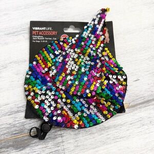 Colorful Sequin Dog Witch Hat Halloween Costume Accessory